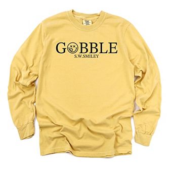 S.W.Smiley Gobble Typewriter - Women's Garment Dyed Long Sleeve Graphic T-Shirt