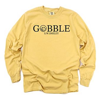 S.W.Smiley Gobble Typewriter - Women's Garment Dyed Long Sleeve Graphic T-Shirt