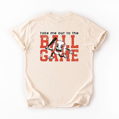 Take Me Out To The Ball Game Distressed - Womens Garment Dyed Tee