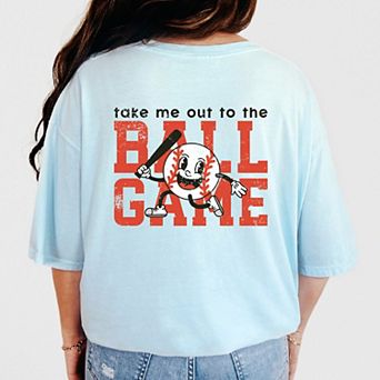 Take Me Out To The Ball Game Distressed - Womens Garment Dyed Tee