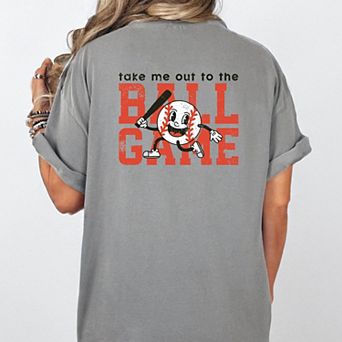 Take Me Out To The Ball Game Distressed - Womens Garment Dyed Tee