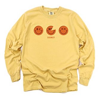 S.W.Smiley Pumpkin Pies - Women's Garment Dyed Long Sleeve Graphic T-Shirt