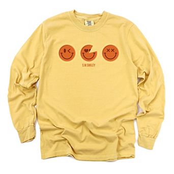 S.W.Smiley Pumpkin Pies - Women's Garment Dyed Long Sleeve Graphic T-Shirt