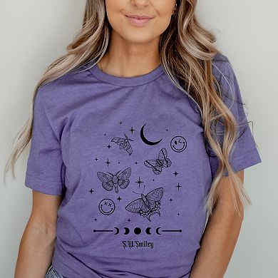 S.W.Smiley Witchy Moth - Women's Short Sleeve Graphic T-Shirt