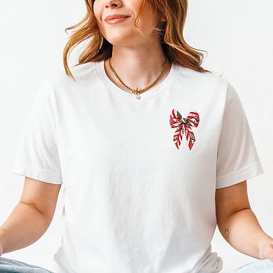 Christmas Bow Quilted Print - Women's Short Sleeve Graphic T-Shirt