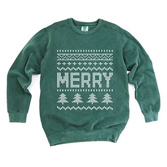 Ugly Sweater Merry - Women's Garment Dyed Graphic Sweatshirt