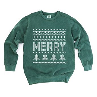 Ugly Sweater Merry - Women's Garment Dyed Graphic Sweatshirt