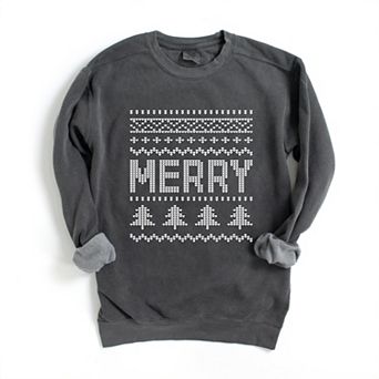 Ugly Sweater Merry - Women's Garment Dyed Graphic Sweatshirt