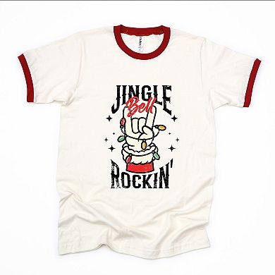 Jingle Bell Rockin' Santa Glove - Womens Ringer Tee