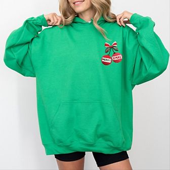 Merry Xmas Ornament Quilted Print - Women's Graphic Hoodie