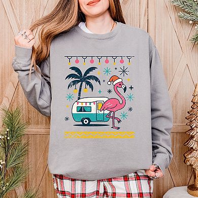 Ugly Sweater Flamingo - Women's Garment Dyed Sweatshirt