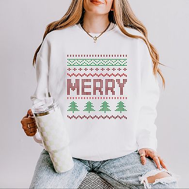 Ugly Sweater Merry - Women's Lightweight Garment Dyed Sweatshirt