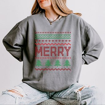 Ugly Sweater Merry - Women's Lightweight Garment Dyed Sweatshirt
