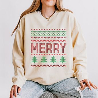 Ugly Sweater Merry - Women's Lightweight Garment Dyed Sweatshirt