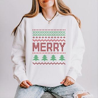 Ugly Sweater Merry - Women's Lightweight Garment Dyed Sweatshirt