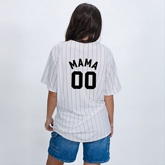 Mama Jersey Heart - Womens Striped Baseball Jersey