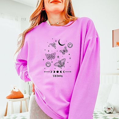 S.W.Smiley Witchy Moth - Women's Lightweight Garment Dyed Sweatshirt