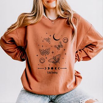 S.W.Smiley Witchy Moth - Women's Lightweight Garment Dyed Sweatshirt