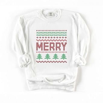 Ugly Sweater Merry - Women's Garment Dyed Graphic Sweatshirt