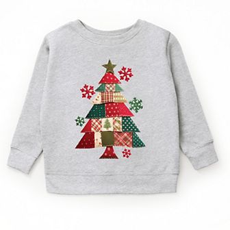 Christmas Tree Patchwork Print - Youth Graphic Sweatshirt