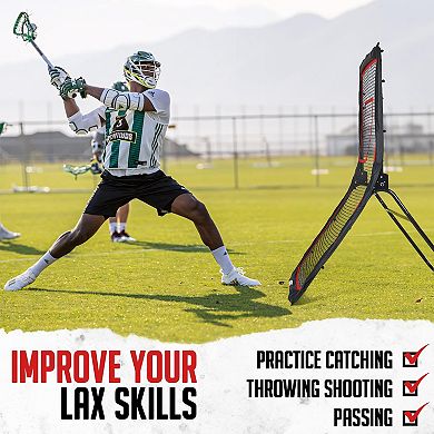 Lacrosse Rebounder 4x7FT with 5 Angles, Target Strip & Net for Lax, Soccer, Baseball Practice