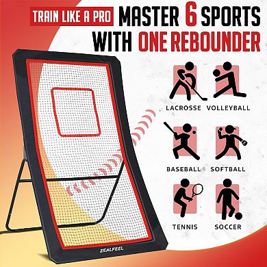 Lacrosse Rebounder 4x7FT with 5 Angles, Target Strip & Net for Lax, Soccer, Baseball Practice