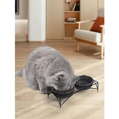 12 Ounces Cat Food Bowls, Raised Pet Food Water Bowls with Stand