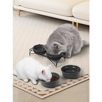 12 Ounces Cat Food Bowls, Raised Pet Food Water Bowls with Stand