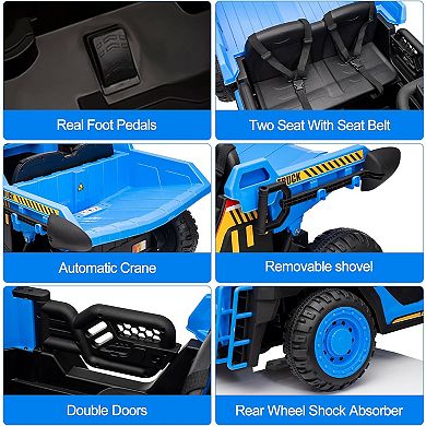 24V 2-Seater Ride-On Dump Truck for Kids, Remote Control Construction Toy