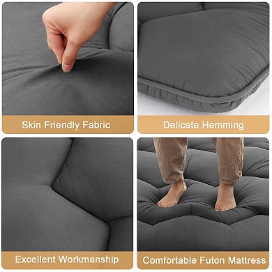 Garvee Solid Color Tatami Mat 5-Layer Foldable Futon Mat for Playrooms Travel & Guest Bed