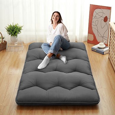 Garvee Solid Color Tatami Mat 5-Layer Foldable Futon Mat for Playrooms Travel & Guest Bed