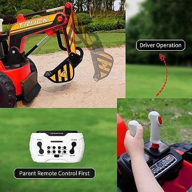 12V Kids Ride On Excavator Digger Car, Electric Vehicle with Remote Control