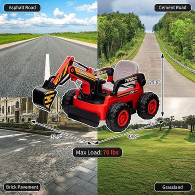12V Kids Ride On Excavator Digger Car, Electric Vehicle with Remote Control