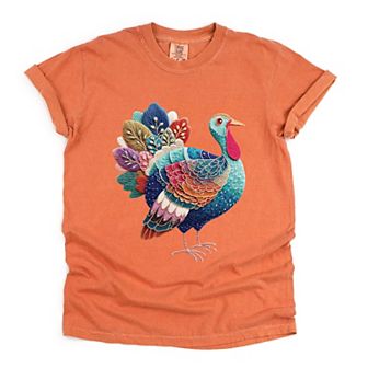 Turkey Patchwork Print - Women's Garment Dyed Graphic T-Shirt