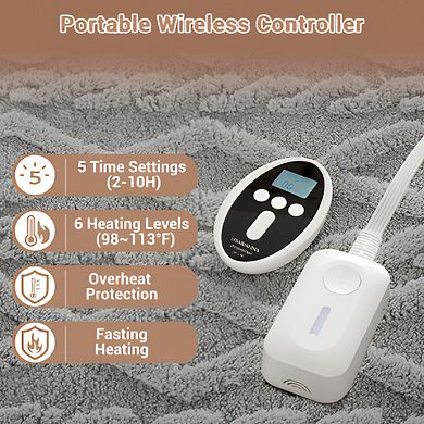 Garvee Soft Electric Blanket-6-Temp Heat Levels 2-10H Timer & Fast Heating with Overheat Protection