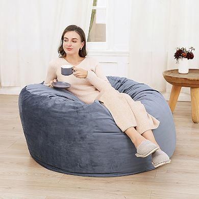 Garvee Memory Foam Bean Bag Sofa-Adjustable Plush Lounger with Machine Washable Cover 48"x48"x28"