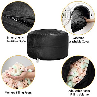 Garvee Memory Foam Bean Bag Sofa-Adjustable Plush Lounger with Machine Washable Cover 48"x48"x28"