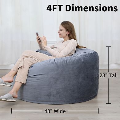 Garvee Memory Foam Bean Bag Sofa-Adjustable Plush Lounger with Machine Washable Cover 48"x48"x28"
