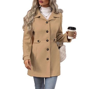Women's Winter Classic Outwear Overcoat with Pockets Single Breasted Pea Coat