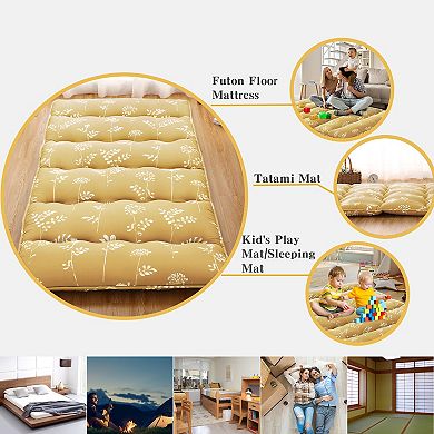 Garvee Blossom Rest Floral Tatami Mat 5-Layer Foldable Futon Mattress for Sleeping Travel&Camping