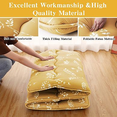 Garvee Blossom Rest Floral Tatami Mat 5-Layer Foldable Futon Mattress for Sleeping Travel&Camping