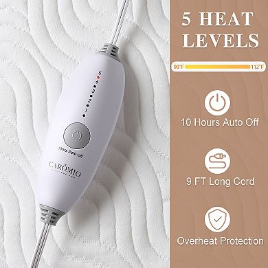 Flannel Electric Blanket 5-Temp Warmth 10H Auto-Off Heat Mattress Pad for Bed