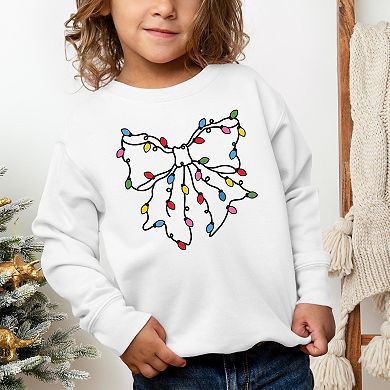 Christmas Light Bow Coquette - Toddler Graphic Sweatshirt