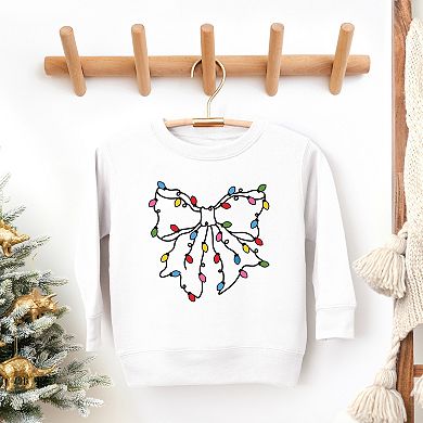 Christmas Light Bow Coquette - Toddler Graphic Sweatshirt
