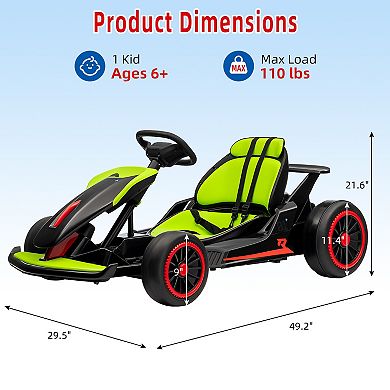 Go Kart, Electric Drift Kart Car with Adjustable Seat