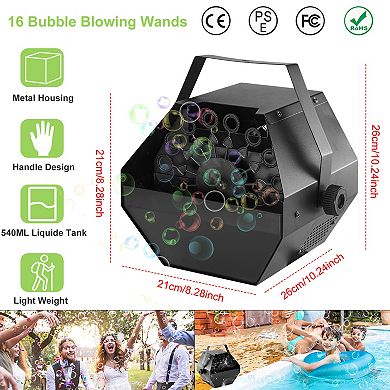 25W Automatic Bubble Machine with Handle, Pro Bubble Blower for Parties, Weddings, DJ & Kids