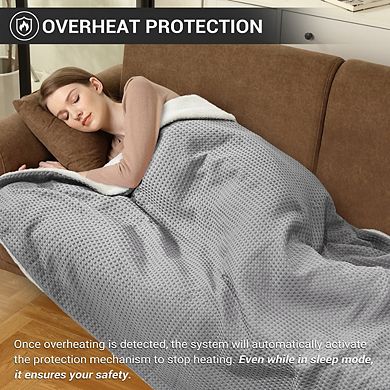 Garvee 10H Timer 6-Temp Heat Levels Waffle Weave Comfort Electric Blanket