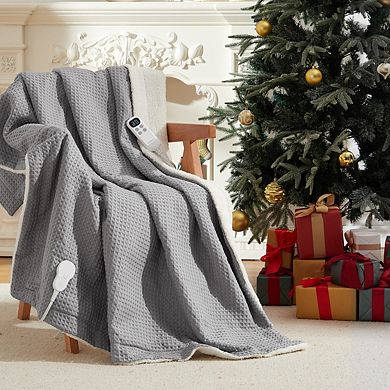 Garvee 10H Timer 6-Temp Heat Levels Waffle Weave Comfort Electric Blanket