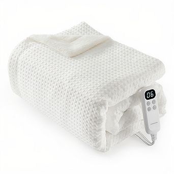 Garvee 10H Timer 6-Temp Heat Levels Waffle Weave Comfort Electric Blanket