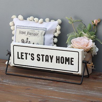 Parisloft Let's Eat Out / Stay Home Rotating Tabletop Sign, Farmhouse Rustic Decor, White and Black